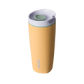 SmoothSip Slider 20oz, golden yellow body with light gray lid and mint green slider button
