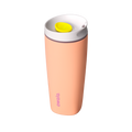 SmoothSip Slider 20oz, peach orange body with white lid and yellow slider button