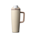 FreeSip Tumbler 30oz, cream/off-white body with matching white lid and handle